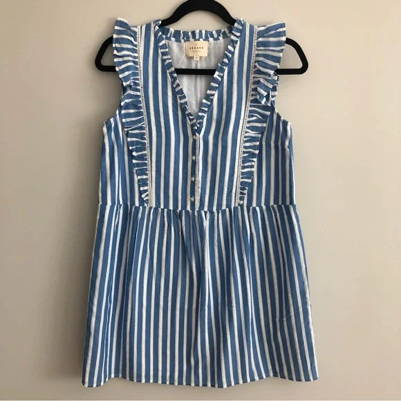 Sezane Blue and White Striped Dress - Picture 4 of 9